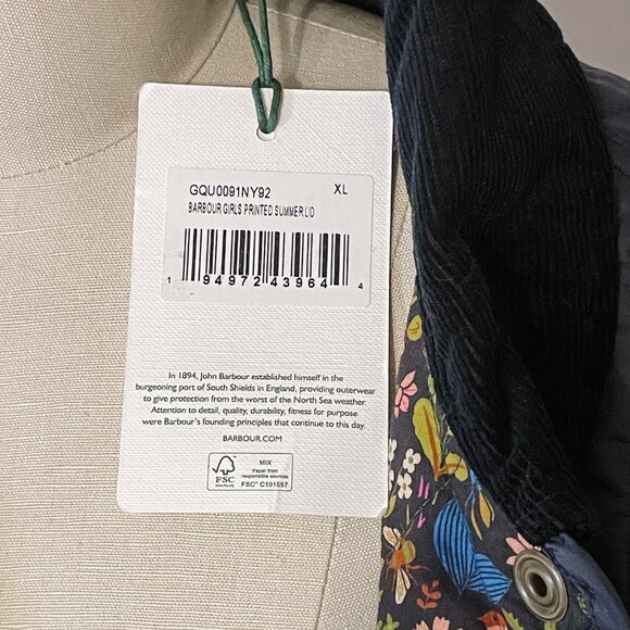 NWT Barbour Girls Printed Summer Liddesdale Jacket - Picture 9 of 11